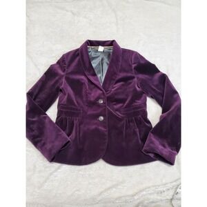 J. Crew Purple Velvet Peplum Blazer Women 8 Romantic Party Preppy Classic Fairy